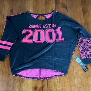 Zumba Black and Pink Dolman Loose Top M & L